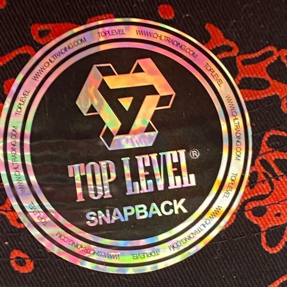 DRIP Embroidered Black and Red Snapback Hat - Top Level